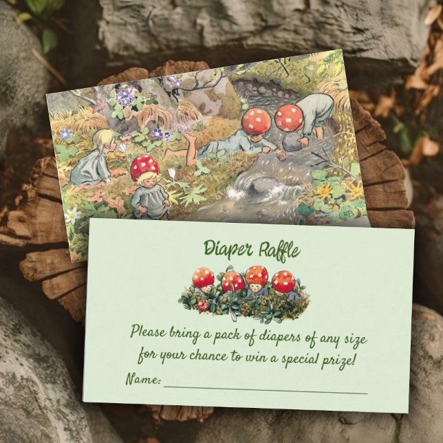 Tarjeta De Recepción Mushroom Woodland Frog Baby Shower Diaper Raffle (Subido por el creador)
