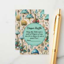 Mushrooms Fairyland Baby Shower Diaper Raffle