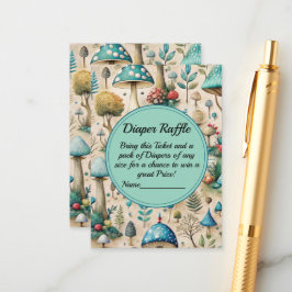 Tarjeta De Recepción Mushrooms Fairyland Baby Shower Diaper Raffle