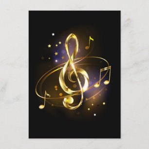 Tarjeta De Recepción Música de Clave de Sol de Oro