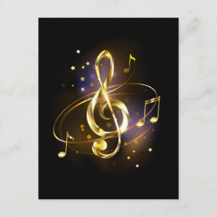 Tarjeta De Recepción Música de Clef de Triplete de Oro
