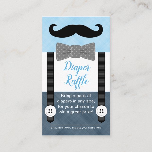 Tarjeta De Recepción Mustache baby ducha diaper raffle ticket marina (Anverso)
