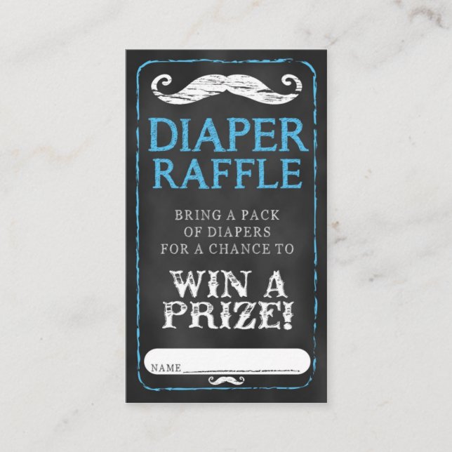 Tarjeta De Recepción Mustache Baby Shower Diaper Raffle Ticket Baby (Anverso)