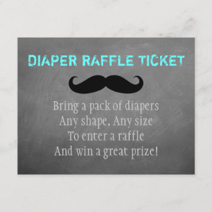 Tarjeta De Recepción Mustache Diaper Raffle Ticket