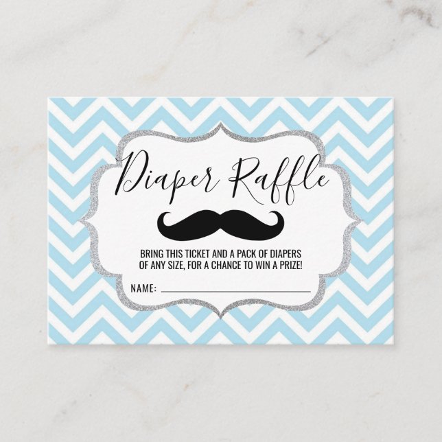 Tarjeta De Recepción Mustache Lil' Man Diaper Raffle Ticket Blue (Anverso)
