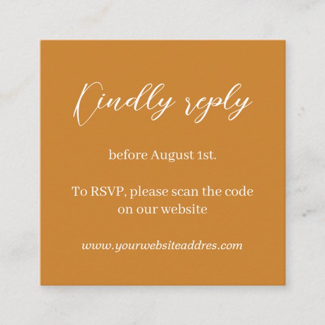 Tarjeta De Recepción Mustard minimalista boda RSVP (Anverso)