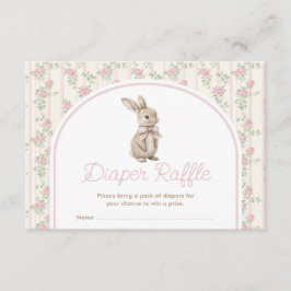 Tarjeta De Recepción Muted Blush Bunny Rabbit Baby Shower Diaper Raffle