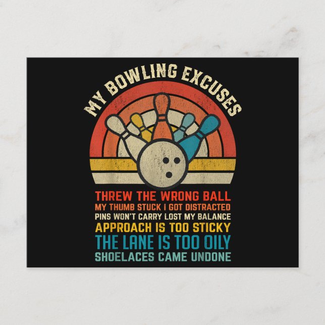 Tarjeta De Recepción My Bowling explica el divertido Bowler retro vinta (Anverso)