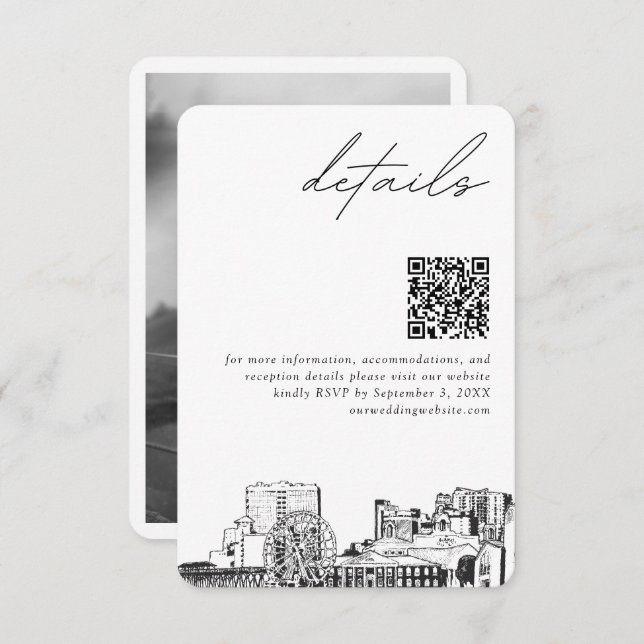 Tarjeta De Recepción Myrtle Beach Wedding Detalles del código QR pequeñ (Anverso / Reverso)