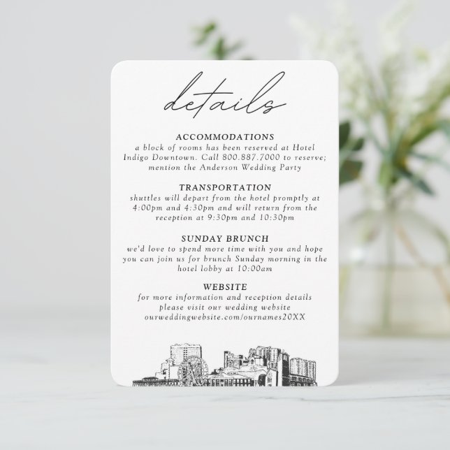Tarjeta De Recepción Myrtle Beach Wedding Pequeños detalles verticales (Anverso de pie)