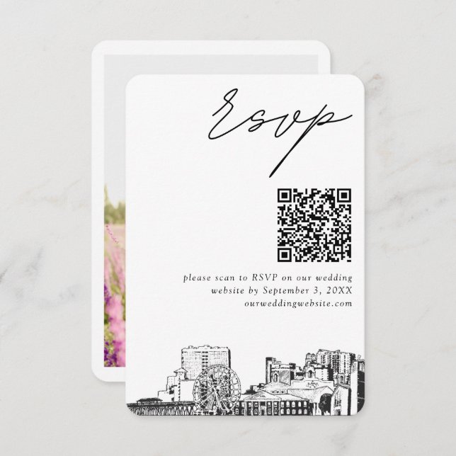 Tarjeta De Recepción Myrtle Beach Wedding RSVP Código QR Pequeño (Anverso / Reverso)