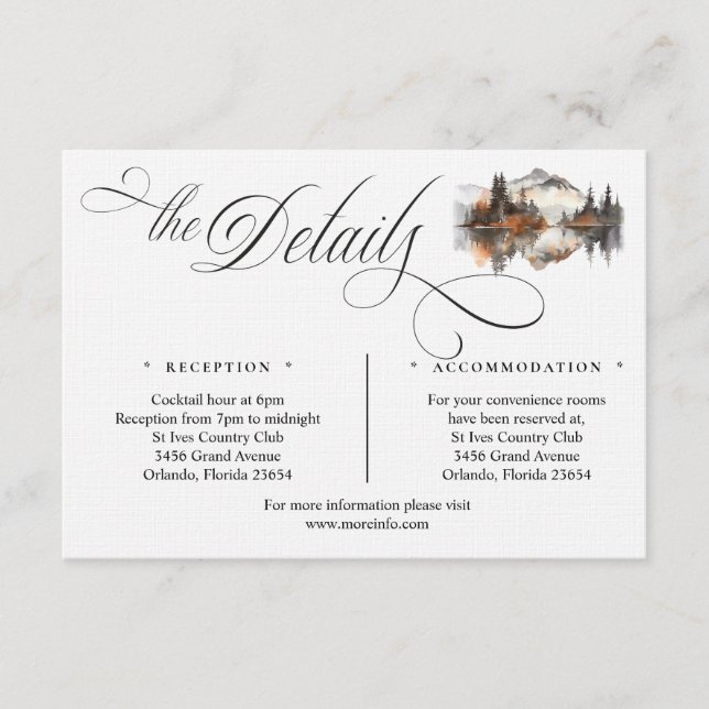 Tarjeta De Recepción Mystic Autumn Script Details Enclosure Card (Anverso)