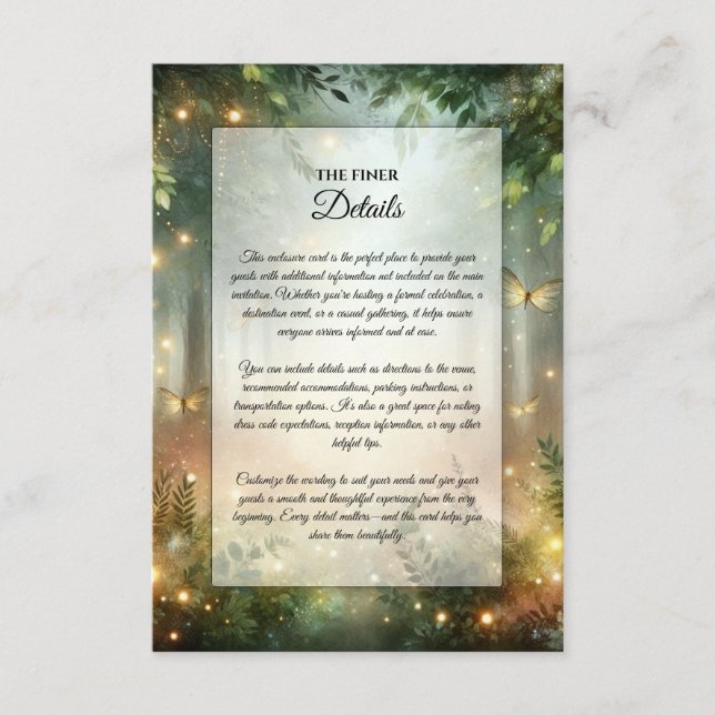 Tarjeta De Recepción Mystic Forrest Meadow Magic (Anverso)