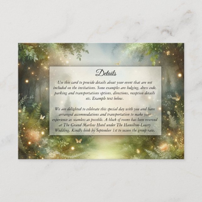 Tarjeta De Recepción Mystic Forrest Meadow Magic (Anverso)