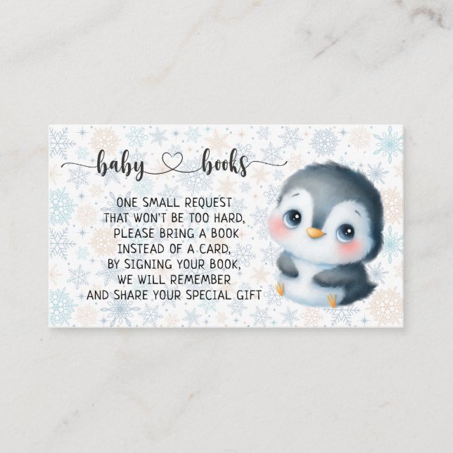 Tarjeta De Recepción Nacimiento de Baby Penguin Baby Shower I (Anverso)