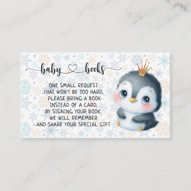Tarjeta De Recepción Nacimiento de Baby Penguin Baby Shower I (Anverso)