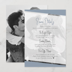 Tarjeta De Recepción Nada de detalles del Boda azul agitado Casual