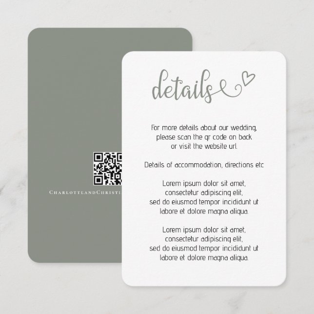 Tarjeta De Recepción Nada Fancy Ama Simplemente El Código QR Simple (Anverso / Reverso)