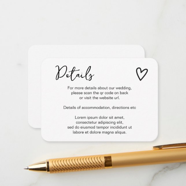 Tarjeta De Recepción Nada Fancy Ama Simplemente El Código QR Simple (Anverso/Reverso In Situ)