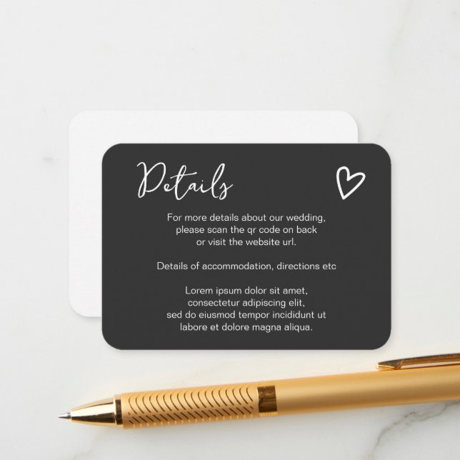 Tarjeta De Recepción Nada Fancy Ama Simplemente El Código QR Simple (Anverso/Reverso In Situ)