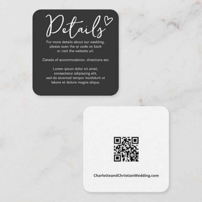 Tarjeta De Recepción Nada Fancy Ama Simplemente El Código QR Simple (Anverso / Reverso)