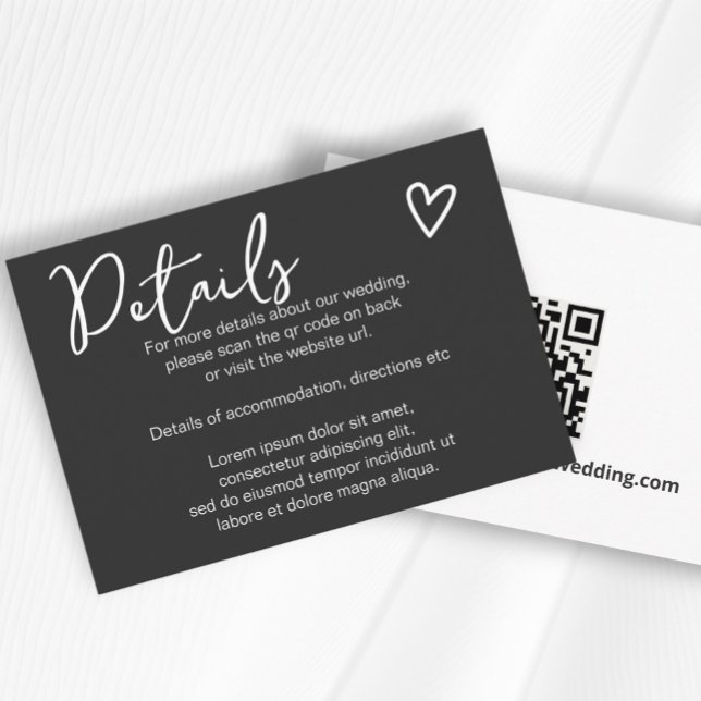 Tarjeta De Recepción Nada Fancy Ama Simplemente El Código QR Simple (Nothing Fancy Just Love Simple QR Code Enclosure Cards from Ricaso. Easy add own website QR code )