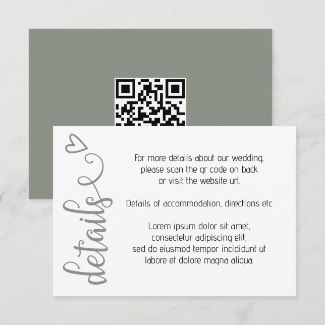 Tarjeta De Recepción Nada Fancy Ama Simplemente El Código QR Simple (Anverso / Reverso)