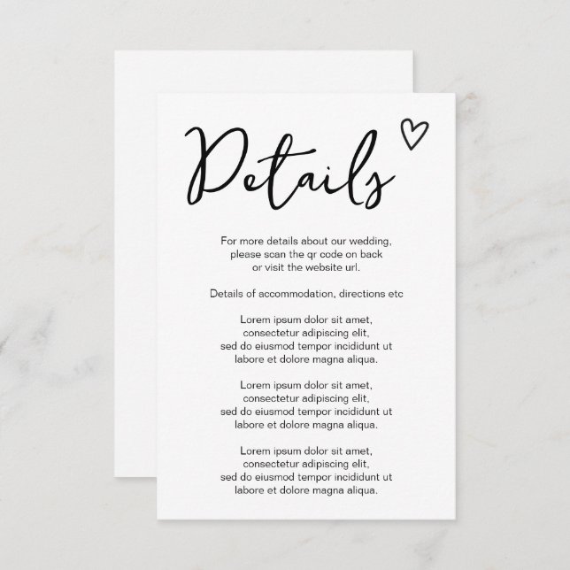 Tarjeta De Recepción Nada Fancy Ama Simplemente El Código QR Simple (Anverso / Reverso)