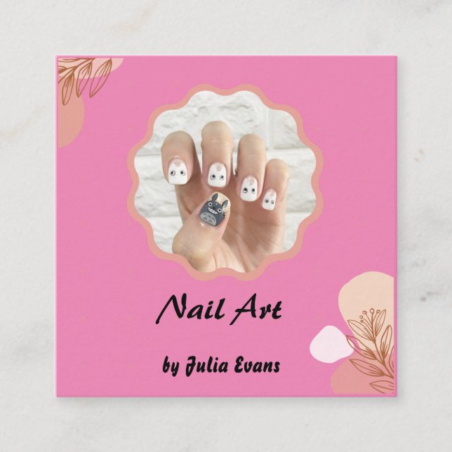 Tarjeta De Recepción Nail Design Acrylic Floral Business Card (Anverso)