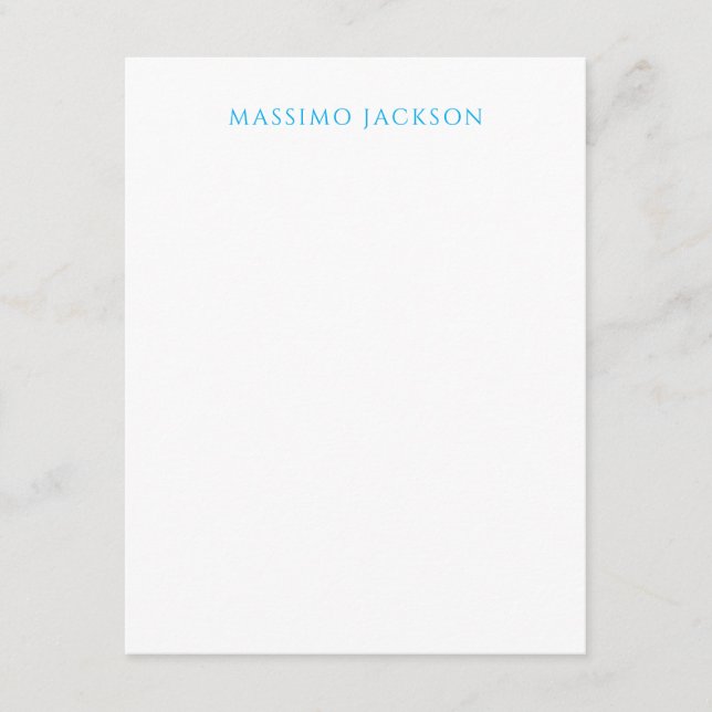 Tarjeta De Recepción Name Calligraphy Script Plain Simple White Blue (Anverso)