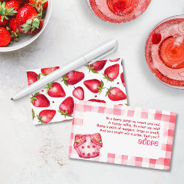 Tarjeta De Recepción Nappy Raffle Baby Shower Strawberry Gingham Pink