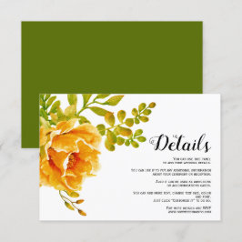 Tarjeta De Recepción Naranja acuarela flores boda floral detalles