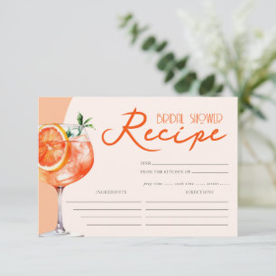 Tarjeta De Recepción Naranja Aperol Spritz Bridal Shower Receta