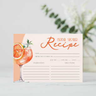 Tarjeta De Recepción Naranja Aperol Spritz Bridal Shower Receta 2