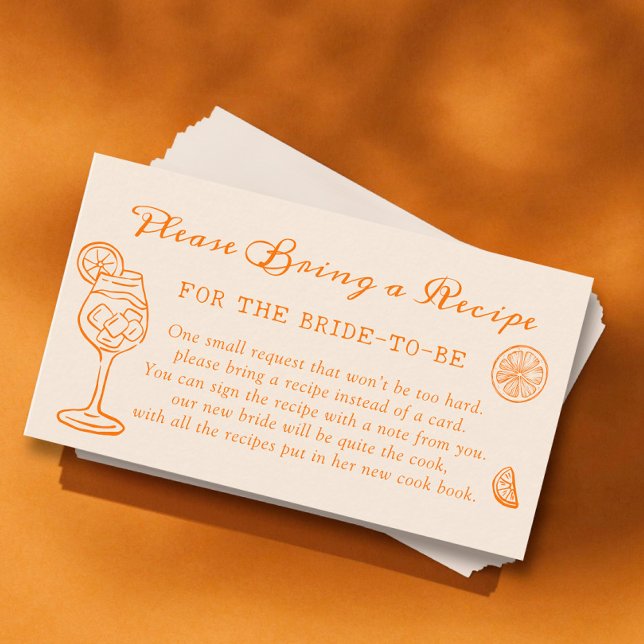 Tarjeta De Recepción Naranja Aperol Spritz solicitud de receta para duc (Subido por el creador)