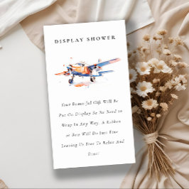 Tarjeta De Recepción Naranja azul Airplane Diaper Shower Baby Shower