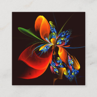 Tarjeta De Recepción Naranja azul Floral Moderno Resumen Patrón de arte
