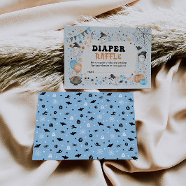 Tarjeta De Recepción Naranja Azul Halloween Spooky Boo Diaper Raffle