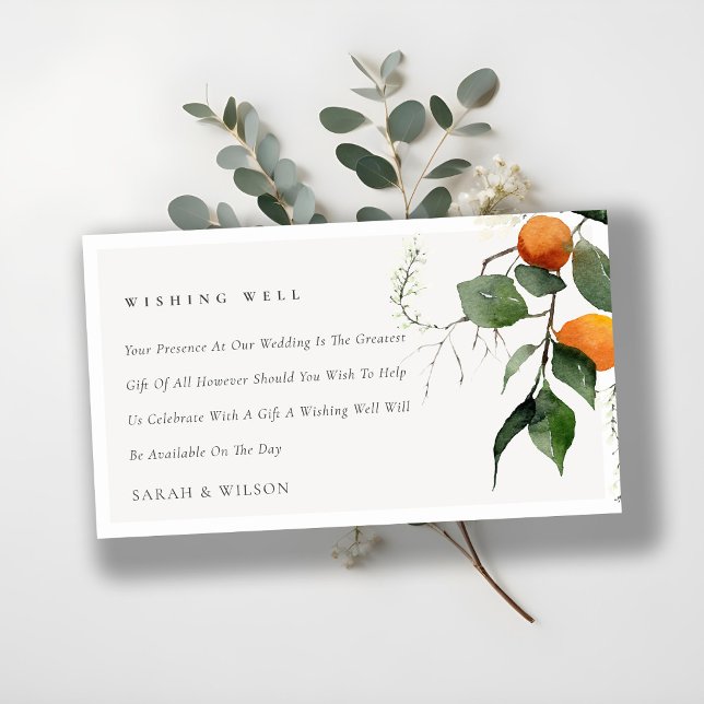 Tarjeta De Recepción Naranja Blossom Boda Botánico Desear Bien (Subido por el creador)