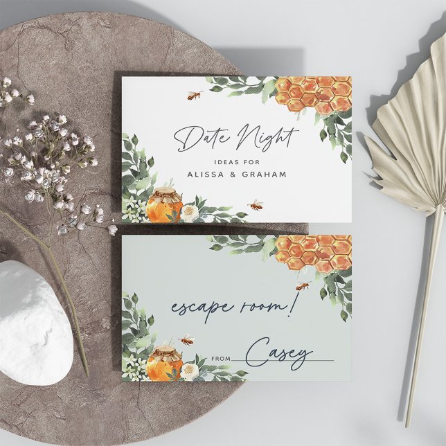 Tarjeta De Recepción Naranja Blossom Honey Bee Bridal Shower Date noche (blank on one side for guests to share their date night ideas)