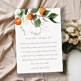 Tarjeta De Recepción Naranja Blossom Receta Botánica Solicitud de Novia