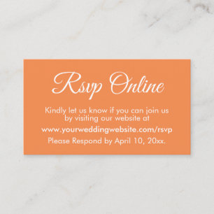 Tarjeta De Recepción Naranja Boda Crema RSVP Elegante en línea simple