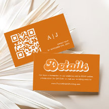 Naranja Boho Retro 70 Detalles del Boda Código Qr