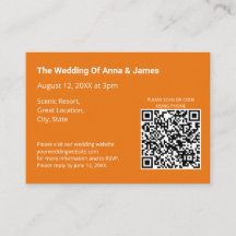 Naranja brillante moderno Boda código QR