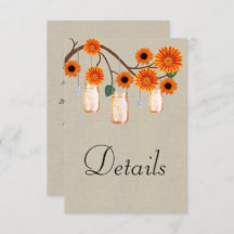 Naranja Burlap Floral Mason Jars Boda Detalles