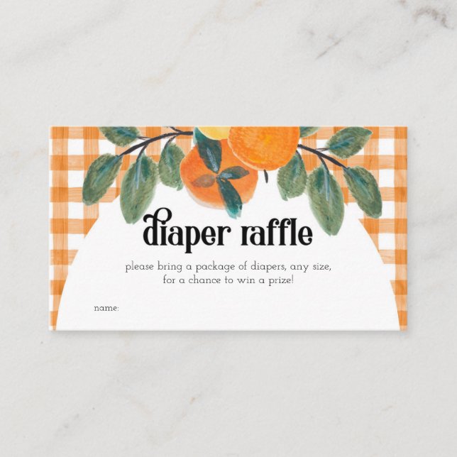 Tarjeta De Recepción Naranja Citrus Baby Shower Diaper Raffle (Anverso)