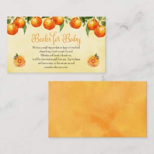 Tarjeta De Recepción Naranja Citrus Baby Shower Fruit Books para el beb