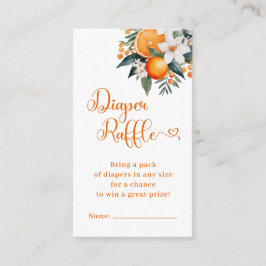 Tarjeta De Recepción Naranja Citrus Diaper Raffle Chica Baby Shower