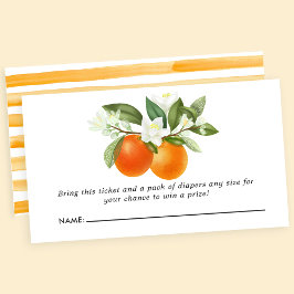 Tarjeta De Recepción Naranja Citrus Floral Baby Shower Diaper Raffle