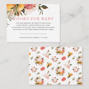 Tarjeta De Recepción Naranja Citrus Floral Botánica   Solicitud de libr